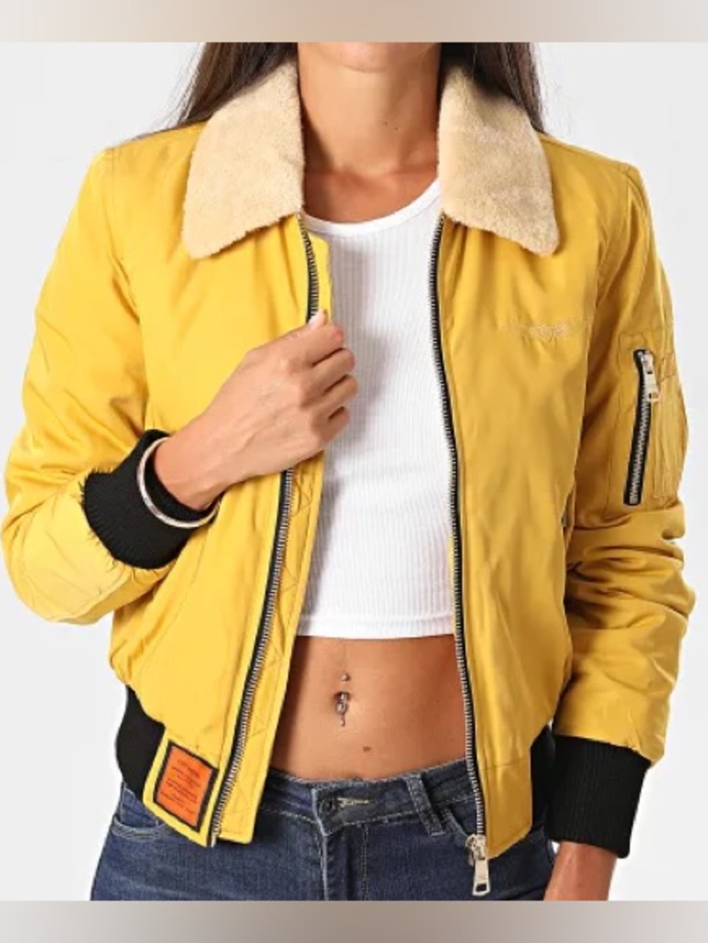 Original Bombers Yellow Sherpa-Collar Bomber Flight Jacket XS
